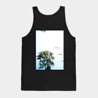 Dream-like Palm and Pelicans Flying Overhead Tank Top